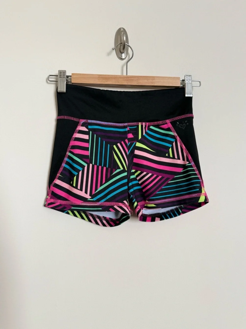 Justice Active Neon Geometric Athletic Shorts Size 10 Workout Dance Gym
